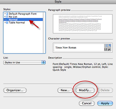 change the size of the font in word for mac